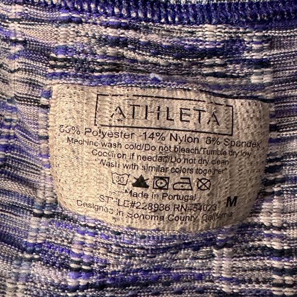 Athleta Medium Space Block Fastest Track Tee Top Ruched Space-Dye Short Sleeves - Picture 8 of 8